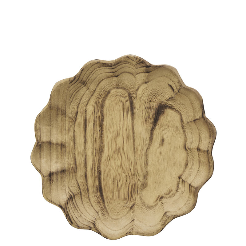 Madam Stoltz-collectie Rond houten dienblad Donker naturel