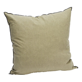 Madam Stoltz Linnen kussenhoes Khaki, zwart Madam Stoltz Linnen kussenhoes Khaki, zwart