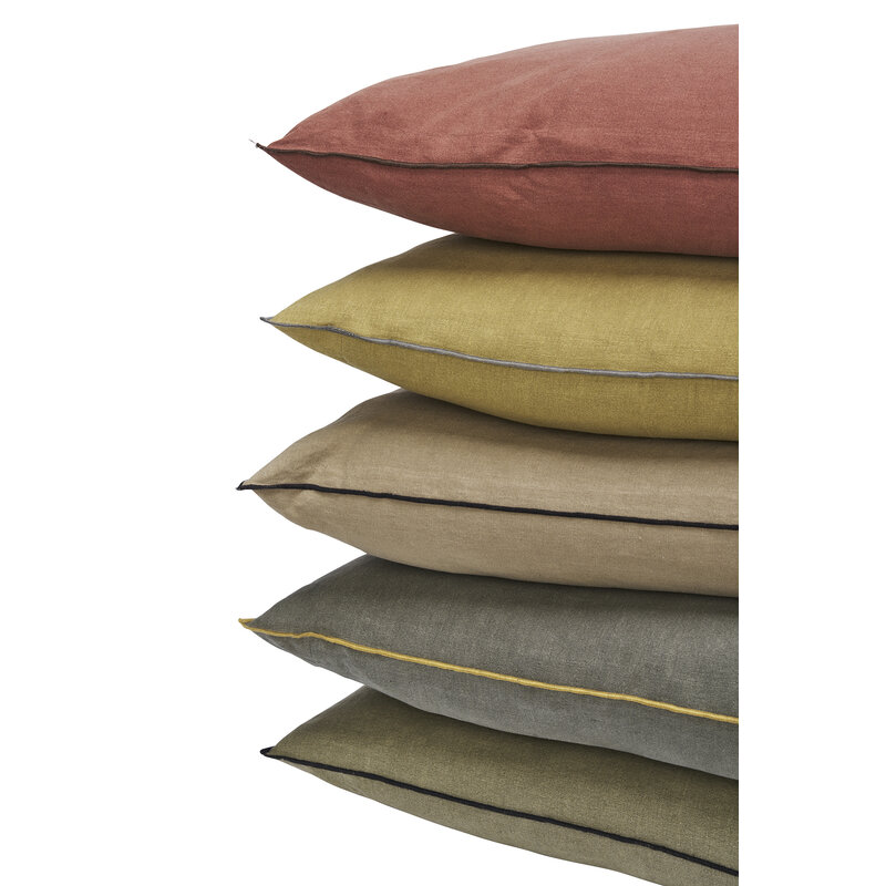 Madam Stoltz-collectie Linnen kussenhoes Brick, bruin