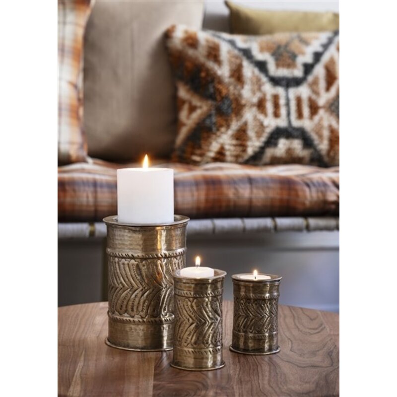 Madam Stoltz-collectie Aluminium candle stands - set 3 -  Ant.brass
