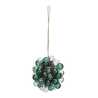 Madam Stoltz Glazen kerstbal Groen, helder