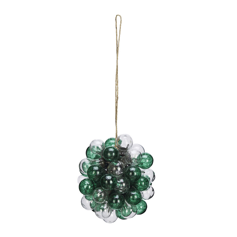 Madam Stoltz-collectie Glazen kerstbal Groen, helder