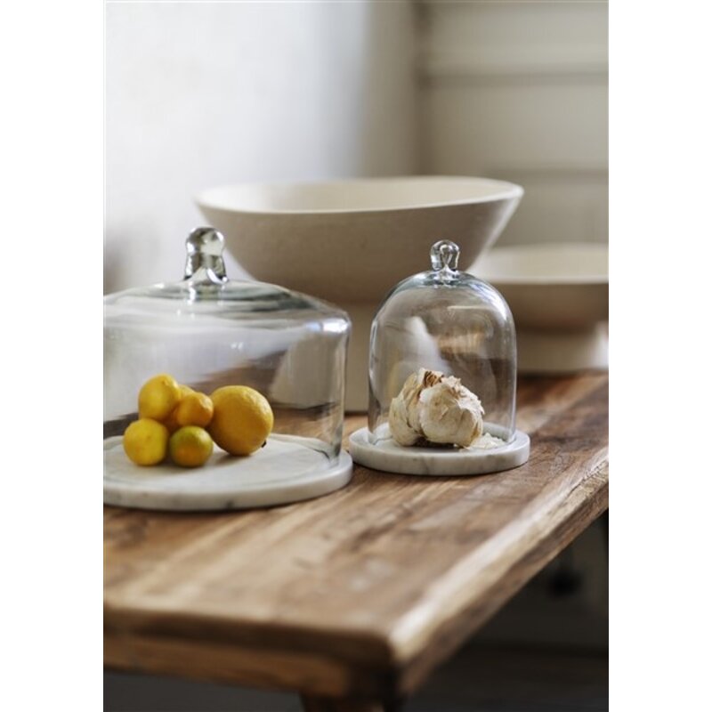 Madam Stoltz-collectie Glazen stolp met marmer Helder, wit