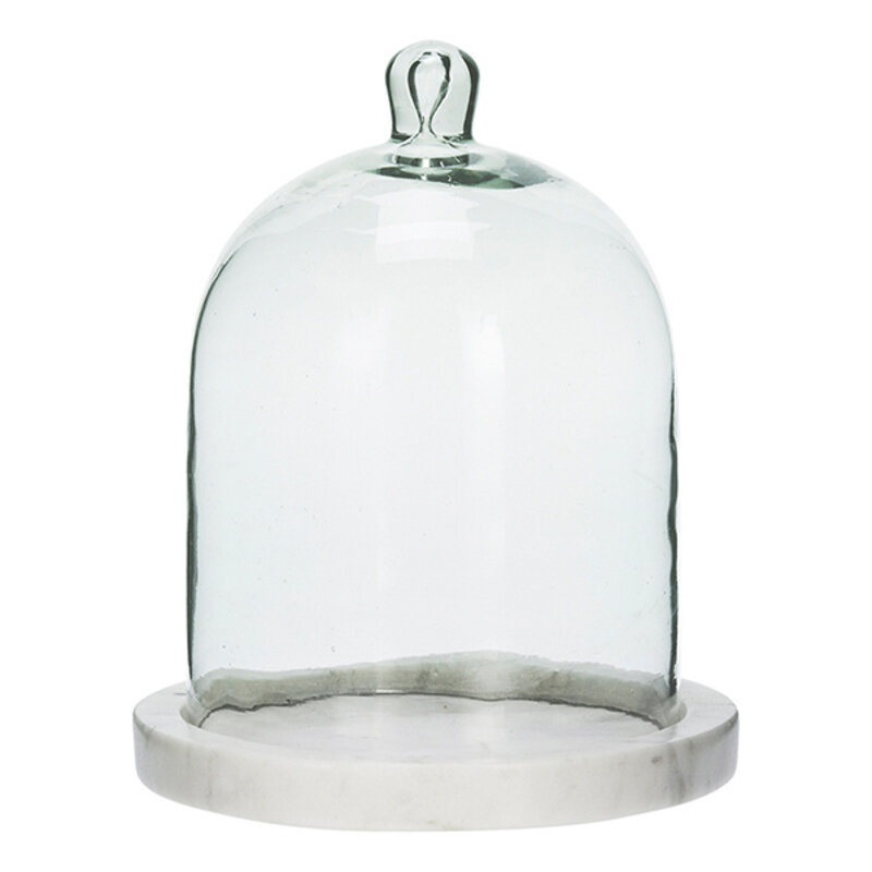 Madam Stoltz-collectie Glazen stolp met marmer Helder, wit