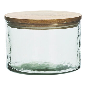 Madam Stoltz Glass jar w/ wooden lid Clear, natural 16x11 cm