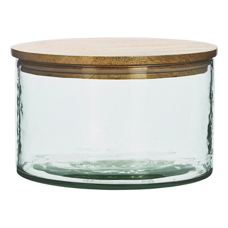 Madam Stoltz-collectie Glass jar w/ wooden lid Clear, natural 20x13 cm