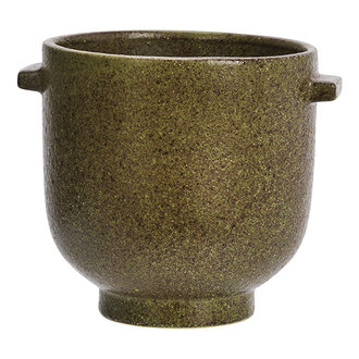 Madam Stoltz Stoneware flower pot Olive 17x17 cm