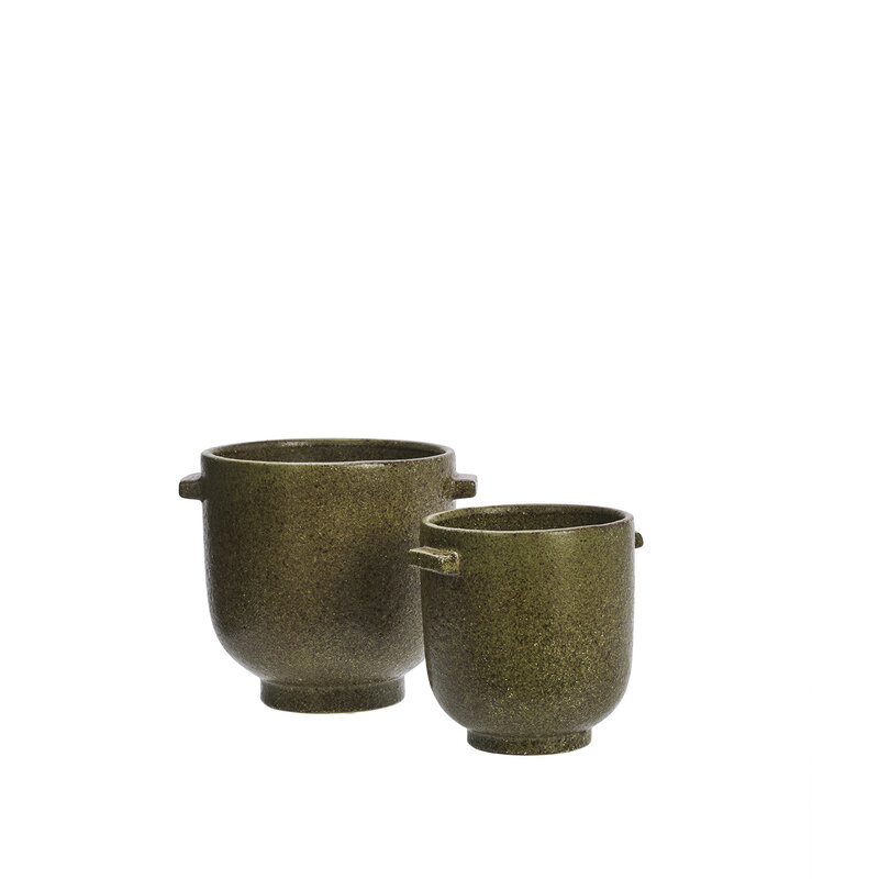Madam Stoltz-collectie Stoneware flower pot Olive 17x17 cm