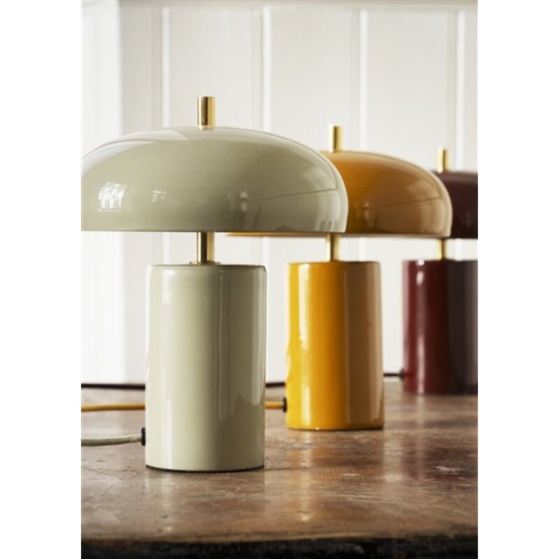 Madam Stoltz-collectie Enamel table lamp Dark mustard, brass