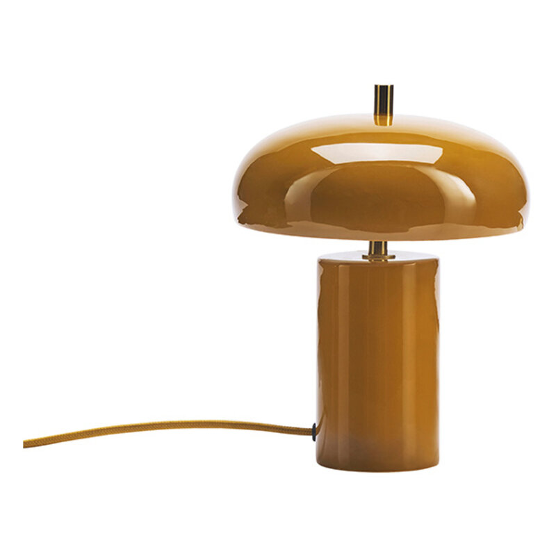 Madam Stoltz-collectie Emaille tafellamp Donker mosterdgeel, messing