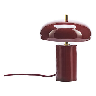 Madam Stoltz Enamel table lamp Maroon, brass