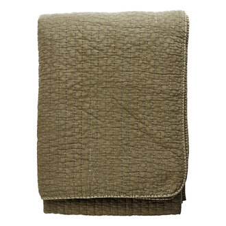 Madam Stoltz Quilted cotton bed cover Khaki, dark green