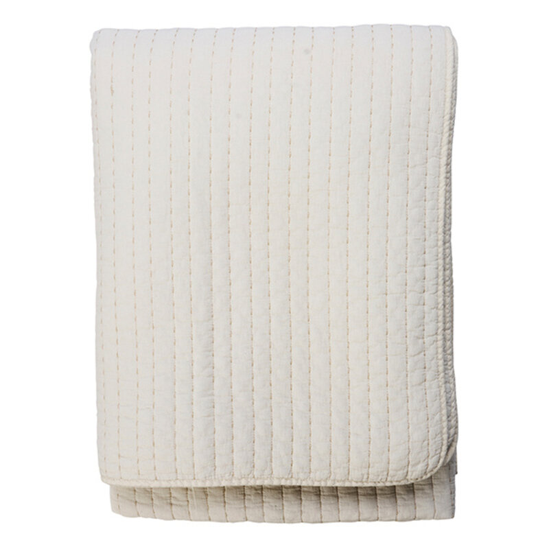 Madam Stoltz-collectie Gewatteerde katoenen plaid Ivoor, beige