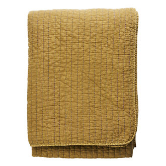Madam Stoltz Quilted cotton bed cover Mustard gold, grey Madam Stoltz Quilted cotton bed cover Mustard gold, grey