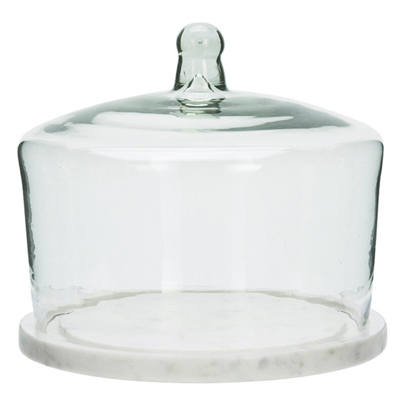 Madam Stoltz-collectie Glazen stolp met marmer Helder, wit