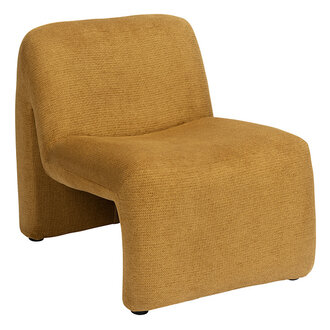 Madam Stoltz Fluwelen loungestoel Mosterdgeel