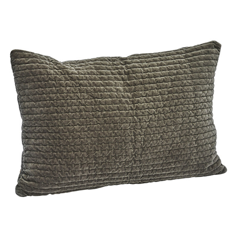 Madam Stoltz-collectie Gewatteerde fluwelen kussenhoes Dusty green