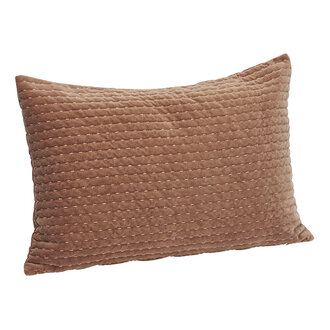 Madam Stoltz Gewatteerde fluwelen kussenhoes Dusty rose