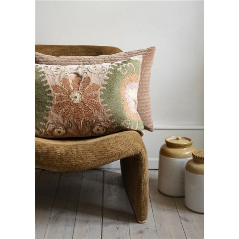 Madam Stoltz-collectie Gewatteerde fluwelen kussenhoes Dusty rose