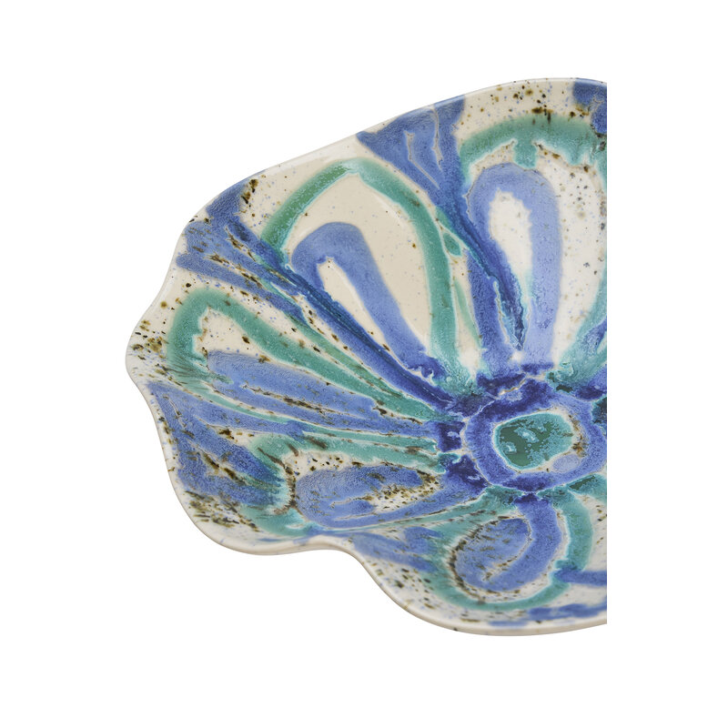 Madam Stoltz-collectie Stoneware bowl Off white, blue, aqua