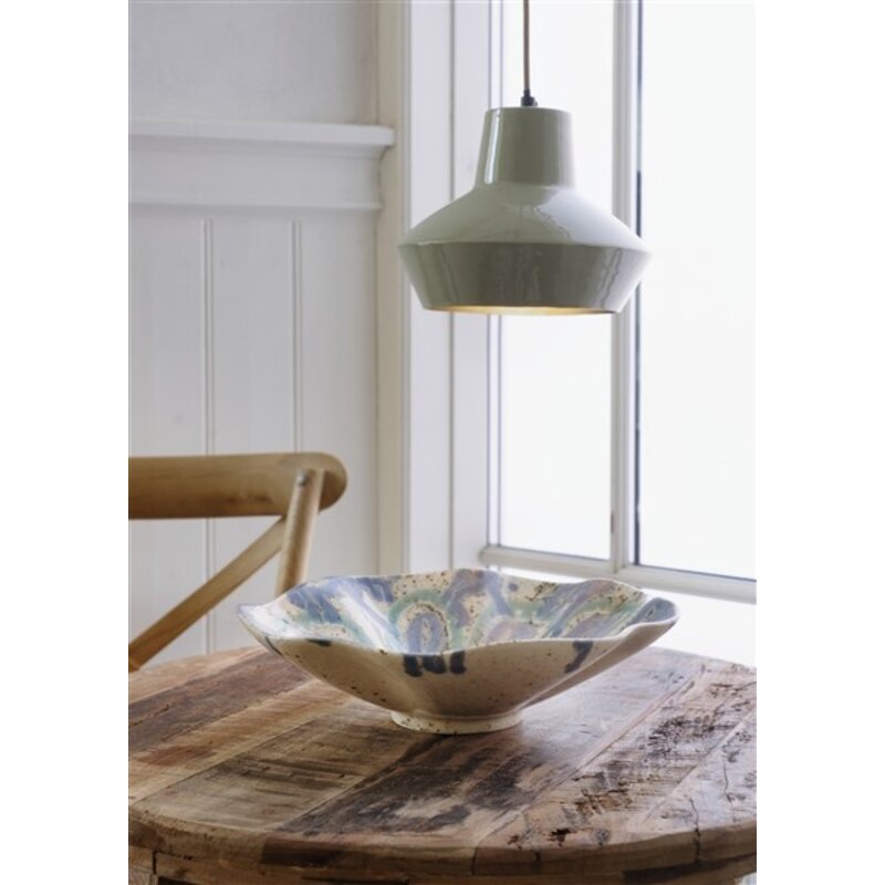 Madam Stoltz-collectie Aardewerk kom Gebroken wit, blauw, aqua