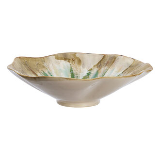 Madam Stoltz Aardewerk kom Beige, groen, gebroken wit
