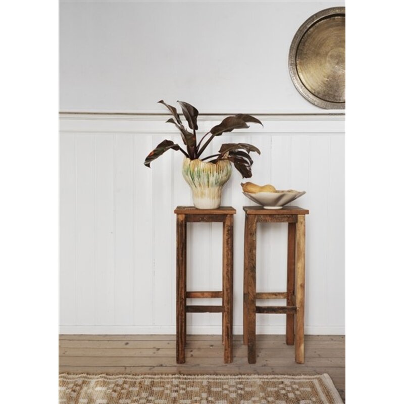 Madam Stoltz-collectie Aardewerk vaas Beige, groen, mosterdgeel 25x29 cm