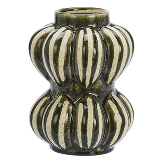 Madam Stoltz Stoneware vase Green, natural