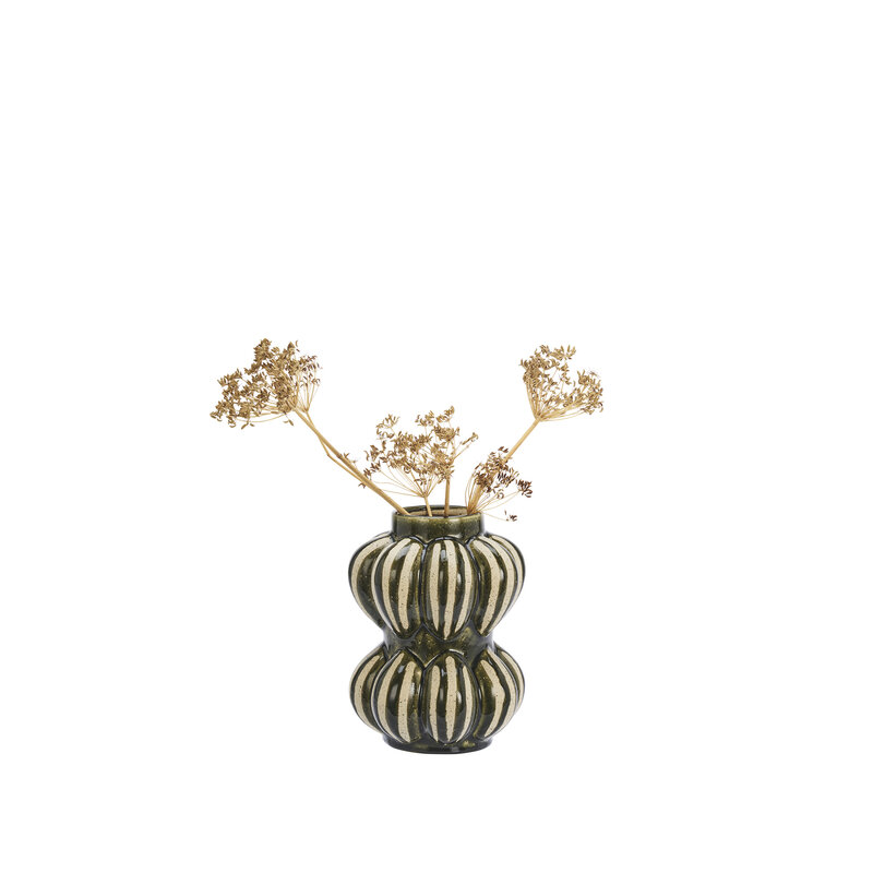 Madam Stoltz-collectie Aardewerk vaas Groen, naturel