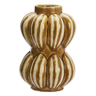 Madam Stoltz Aardewerk vaas Mosterdgeel, naturel