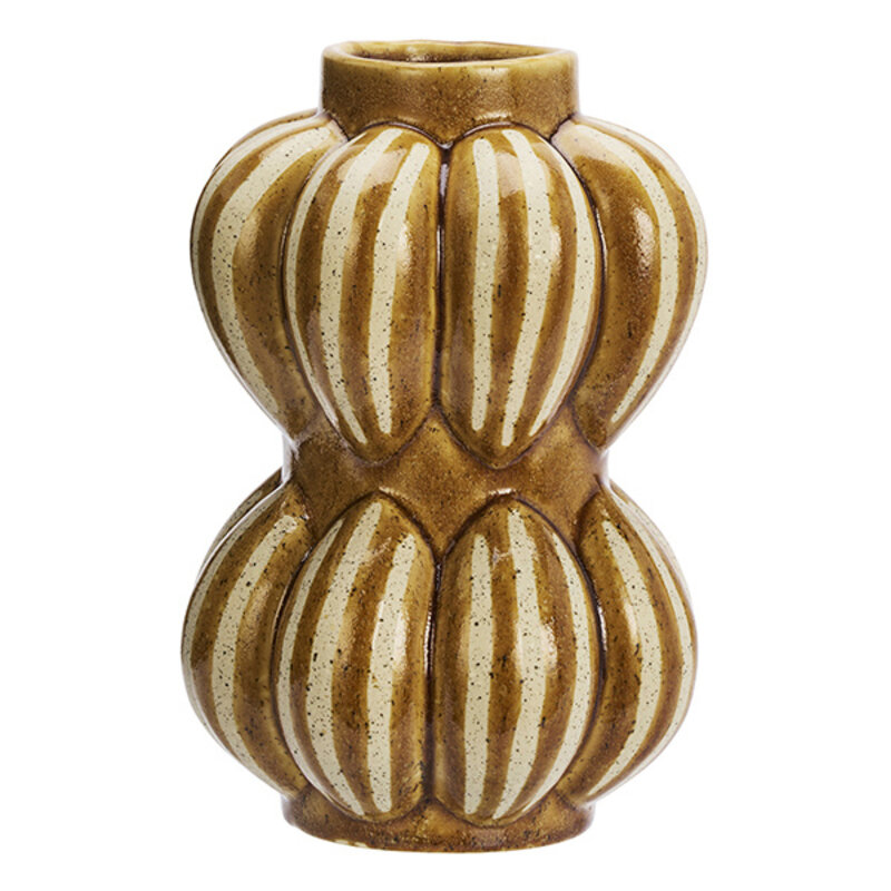 Madam Stoltz-collectie Aardewerk vaas Mosterdgeel, naturel