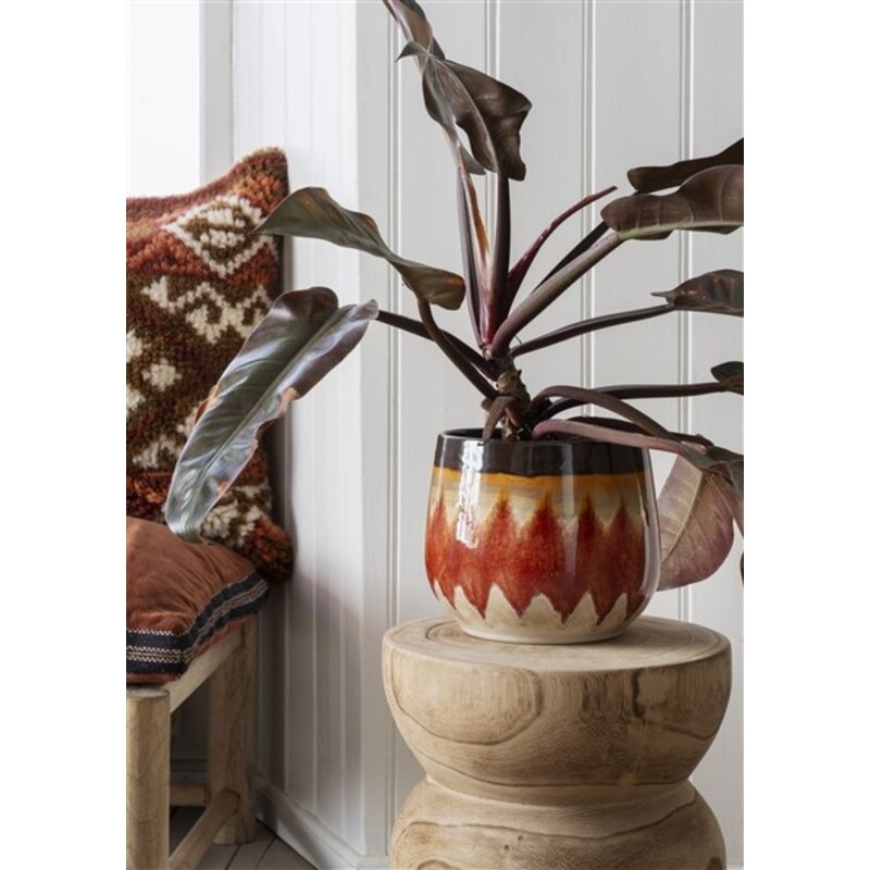 Madam Stoltz-collectie Aardewerk bloempotten - set v 2 - Rood, bruin, beige