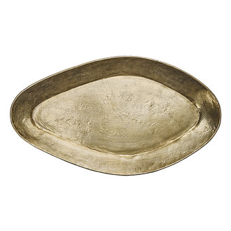 Madam Stoltz Hand hammered oval aluminium tray Ant.brass