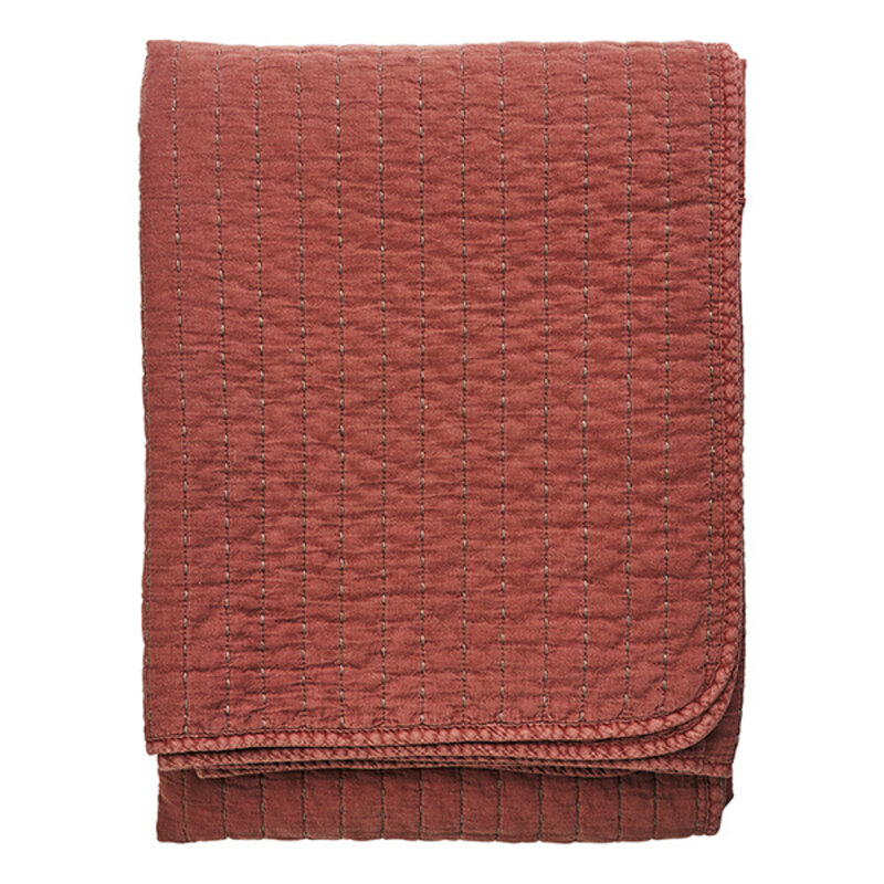 Madam Stoltz-collectie Quilted cotton throw Brick, brown