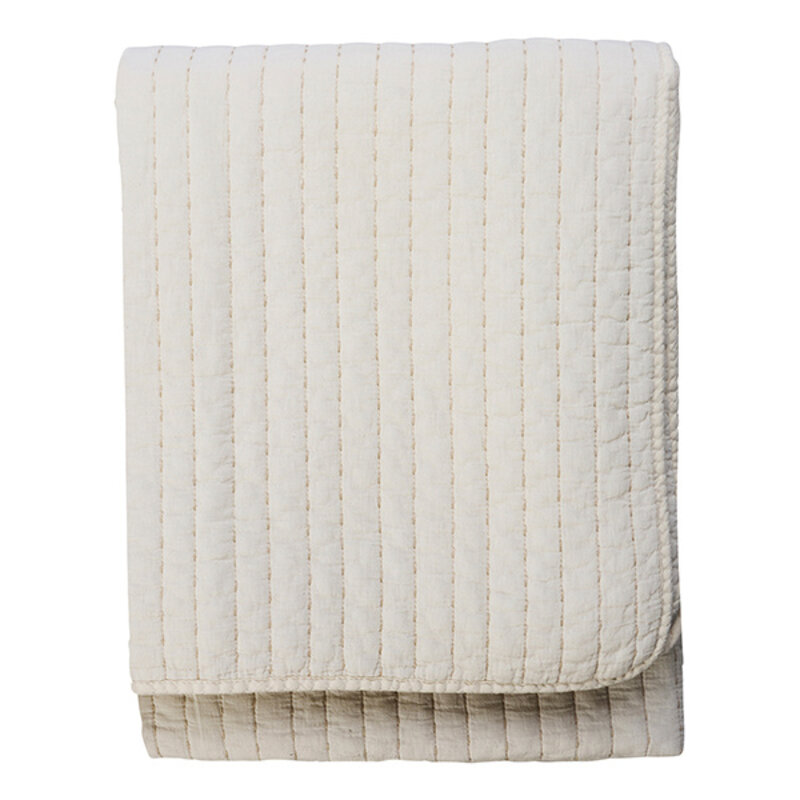 Madam Stoltz-collectie Gewatteerde katoenen plaid Ivoor, beige