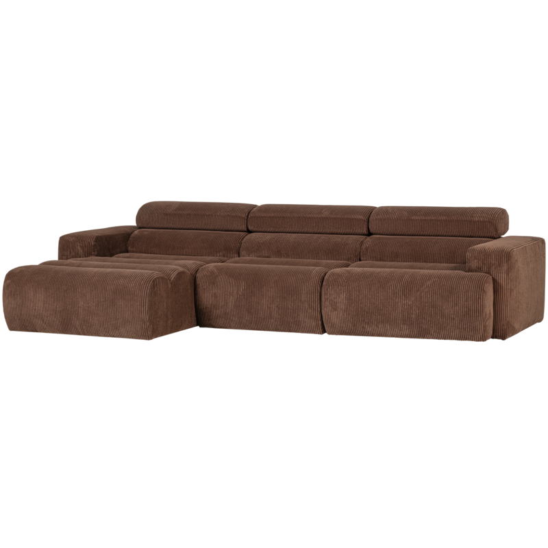 WOOOD-collectie Novi Chaise Longue Bank Links Ribstof Mokkabruin