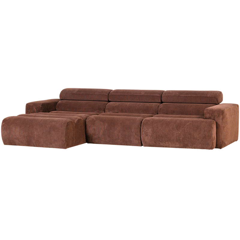 WOOOD-collectie Novi Chaise Longue Sofa Left Ribbed Fabric Terra
