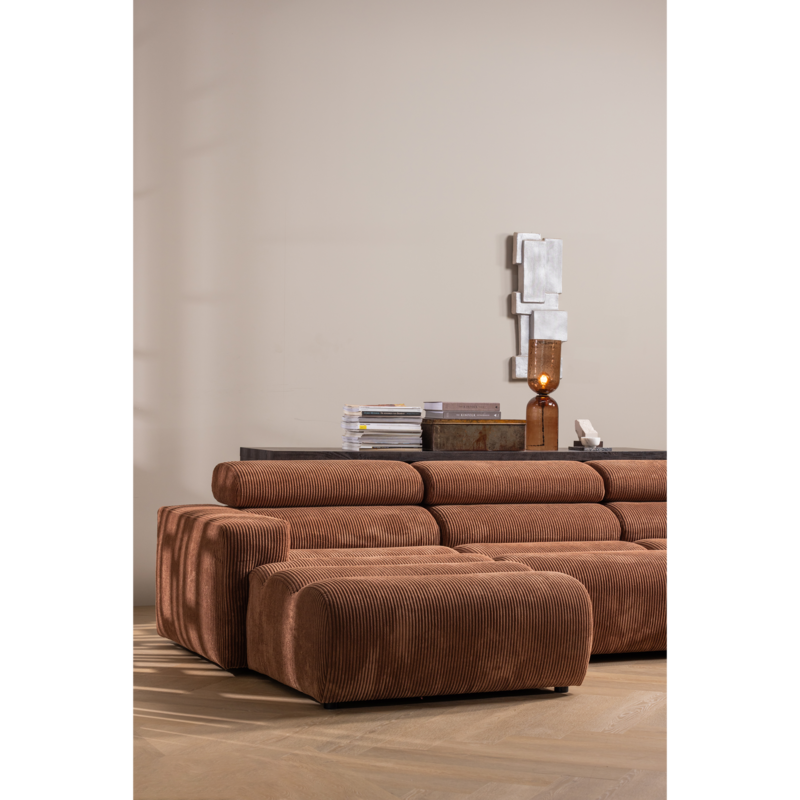 WOOOD-collectie Novi Chaise Longue Sofa Left Ribbed Fabric Terra