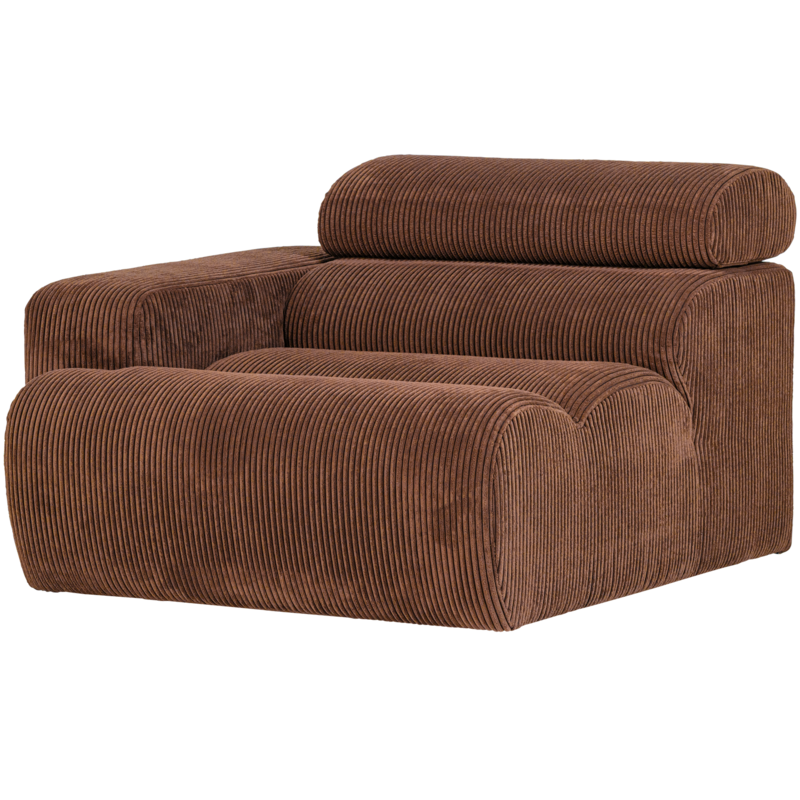 WOOOD-collectie Novi 1-Zits Element Arm Links Ribstof Terra