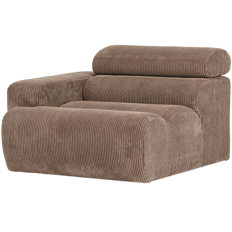 WOOOD-collectie Novi 1-Zits Element Arm Links Ribstof Taupe