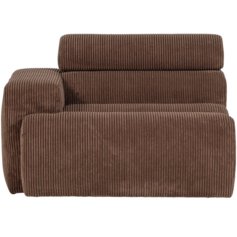 WOOOD-collectie Novi 1-Zits Element Arm Links Ribstof Mokkabruin