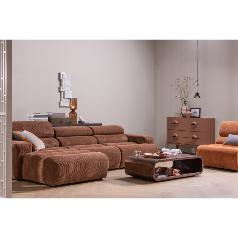 WOOOD-collectie Novi 1-Zits Element Arm Rechts Ribstof Terra