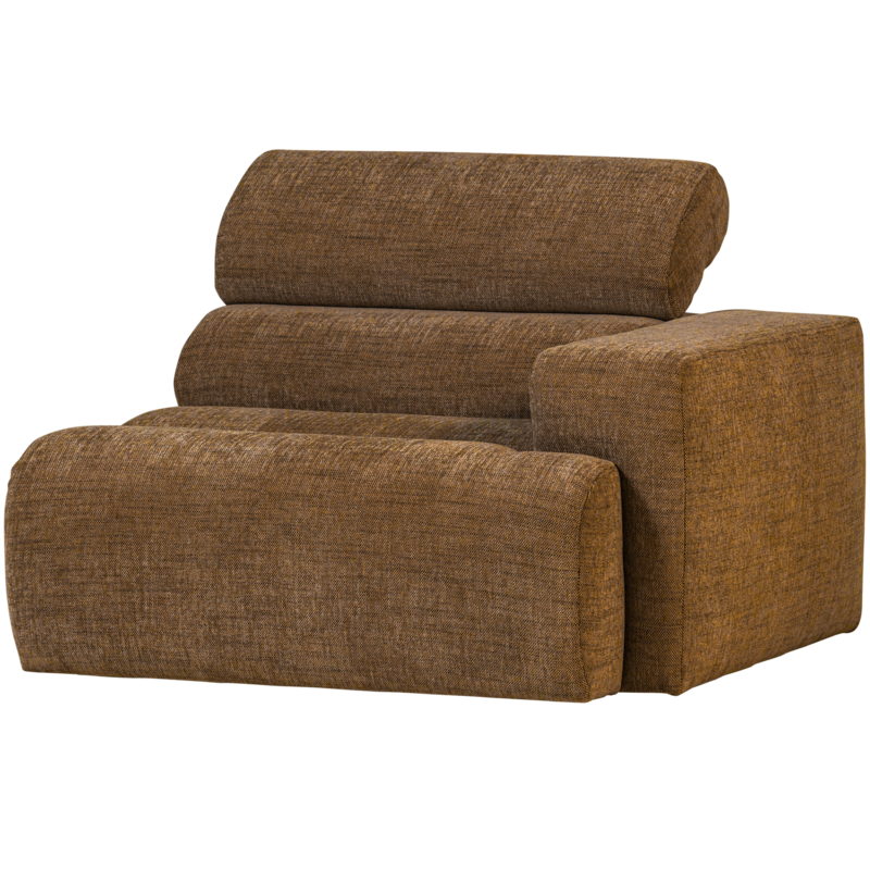 WOOOD-collectie Novi 1-Zits Element Arm Rechts Karamelbruin Melange