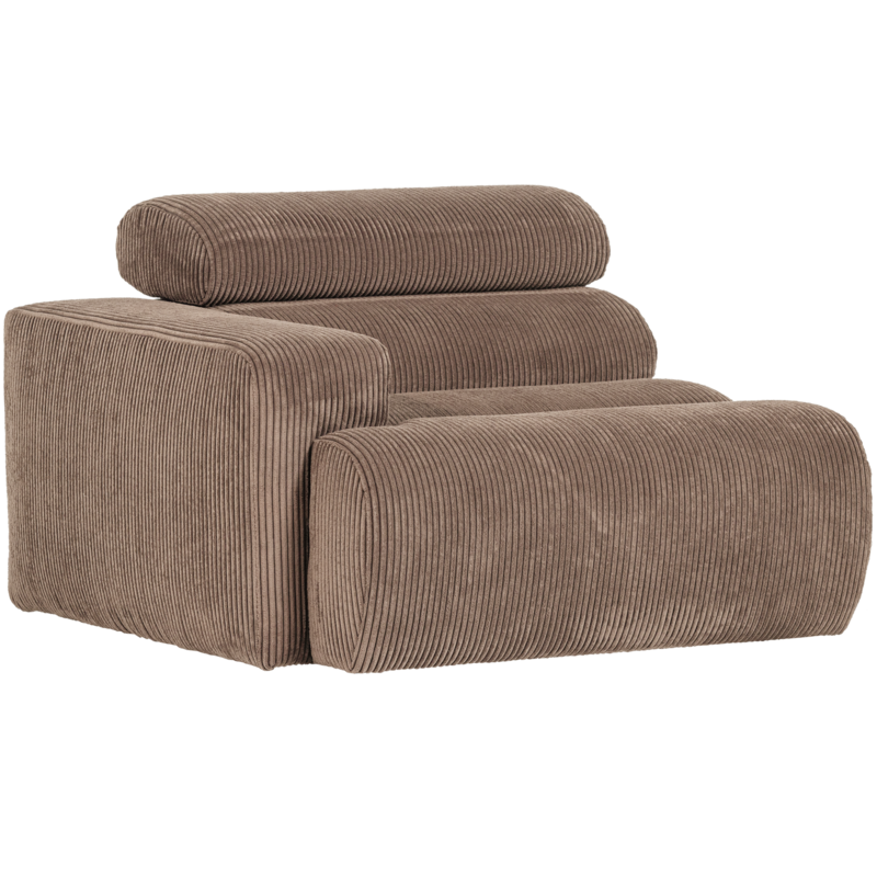 WOOOD-collectie Novi 1-Zits Element Arm Links Ribstof Taupe