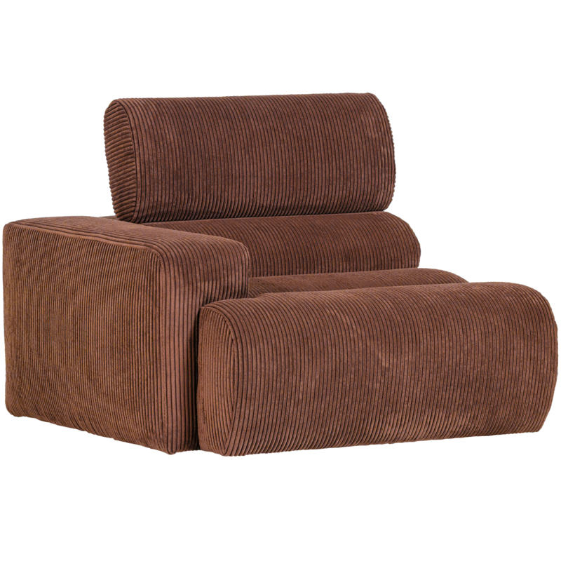 WOOOD-collectie Novi 1-Zits Element Arm Links Ribstof Terra