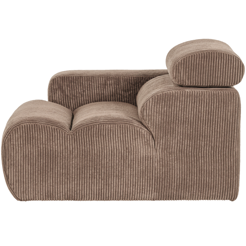 WOOOD-collectie Novi 1-Zits Element Arm Links Ribstof Taupe