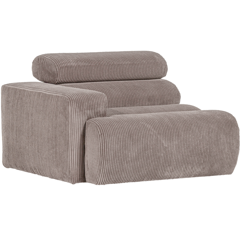 WOOOD-collectie Novi 1-Zits Element Arm Links Ribstof Zand