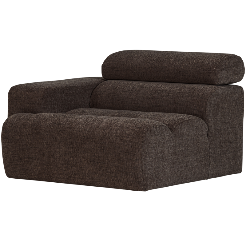 WOOOD-collectie Novi 1-Zits Element Arm Links Donkerbruin Melange