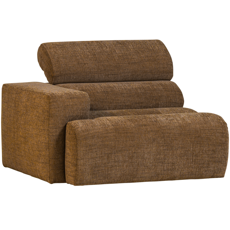 WOOOD-collectie Novi 1-Zits Element Arm Links Karamelbruin Melange