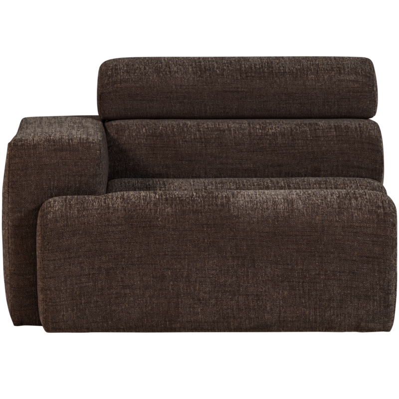 WOOOD-collectie Novi 1-Zits Element Arm Links Donkerbruin Melange